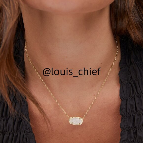 Elisa Gold Pendant Necklace in Iridescent Drusy - Picture 4 of 5